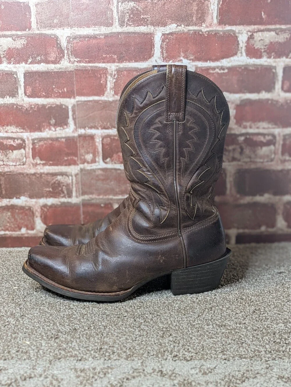 Ariat Legend Phoenix Men Western Cowboy Square Toe Brown Leather Boots Size 10 D